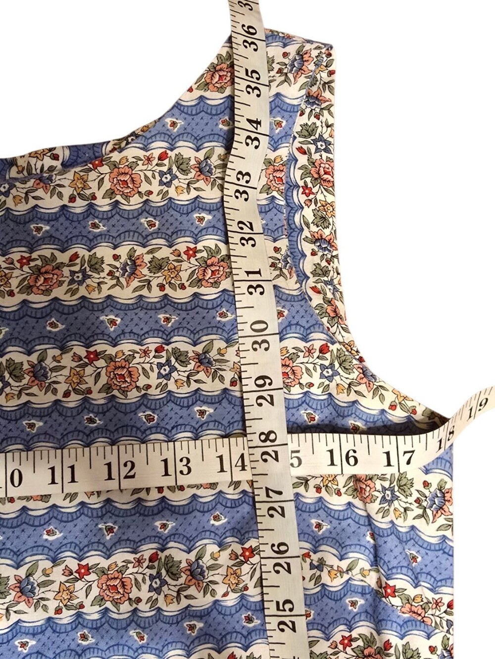 Cottagecore Vintage Blue Calico Floral Stripe Shift Dress Prairie Mod 70s - Picture 2 of 10